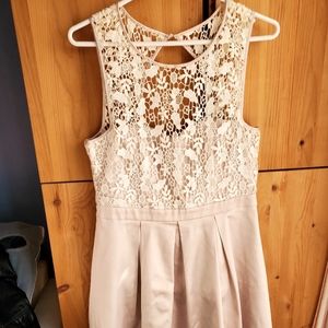 Ever New Melbourne Taupe & Cream Satin & Lace Dress size US 10